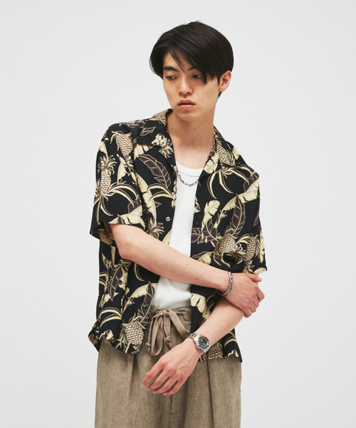 JOURNAL STANDARD(ジャーナルスタンダード)の「ヴィンテージ アロハ オープンカラー シャツ(シャツ/ブラウス・メンズ・ブラック/カーキ/パープル・MEDIUM/LARGE)」の1枚目の写真