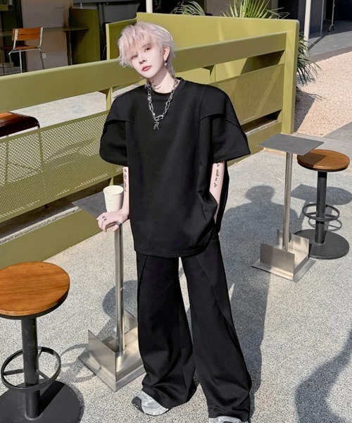 neos(ネオス)の「【NEOS】トップス Tシャツ ポリスウェット パンツ 上下 セットアップ 薄手 ワンマイルウェア ルームウェア 部屋着 ユニセックス メンズ レディース(セットアップ・メンズ・グレー/ブラック・MEDIUM/LARGE)」の3枚目の写真