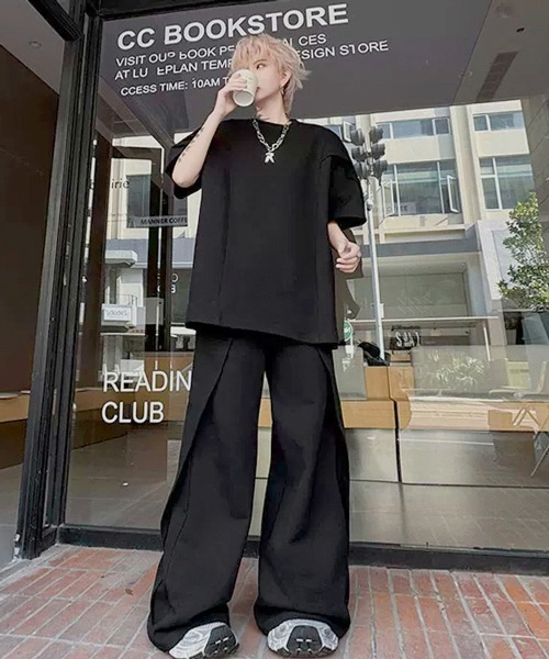 neos(ネオス)の「【NEOS】トップス Tシャツ ポリスウェット パンツ 上下 セットアップ 薄手 ワンマイルウェア ルームウェア 部屋着 ユニセックス メンズ レディース(セットアップ・メンズ・グレー/ブラック・MEDIUM/LARGE)」の4枚目の写真