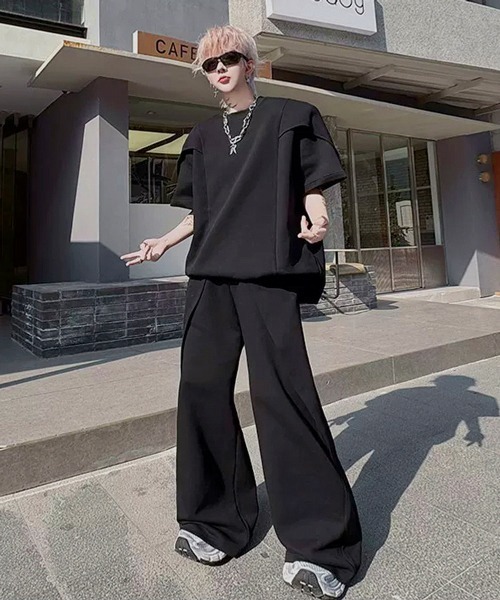 neos(ネオス)の「【NEOS】トップス Tシャツ ポリスウェット パンツ 上下 セットアップ 薄手 ワンマイルウェア ルームウェア 部屋着 ユニセックス メンズ レディース(セットアップ・メンズ・グレー/ブラック・MEDIUM/LARGE)」の5枚目の写真