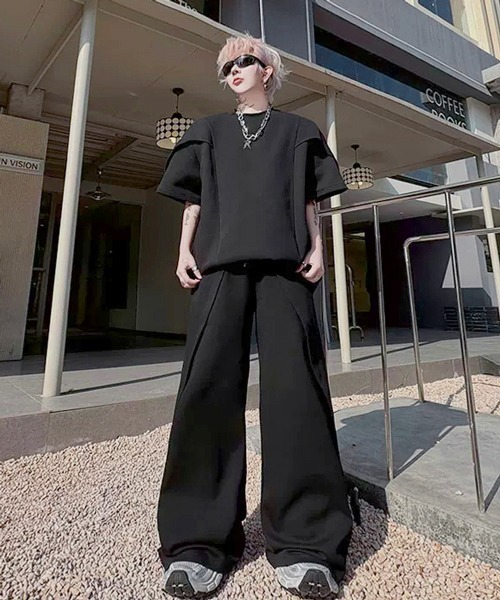 neos(ネオス)の「【NEOS】トップス Tシャツ ポリスウェット パンツ 上下 セットアップ 薄手 ワンマイルウェア ルームウェア 部屋着 ユニセックス メンズ レディース(セットアップ・メンズ・グレー/ブラック・MEDIUM/LARGE)」の6枚目の写真