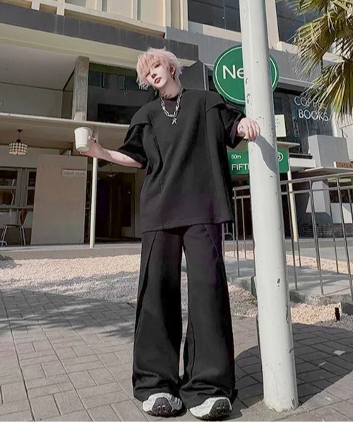 neos(ネオス)の「【NEOS】トップス Tシャツ ポリスウェット パンツ 上下 セットアップ 薄手 ワンマイルウェア ルームウェア 部屋着 ユニセックス メンズ レディース(セットアップ・メンズ・グレー/ブラック・MEDIUM/LARGE)」の7枚目の写真