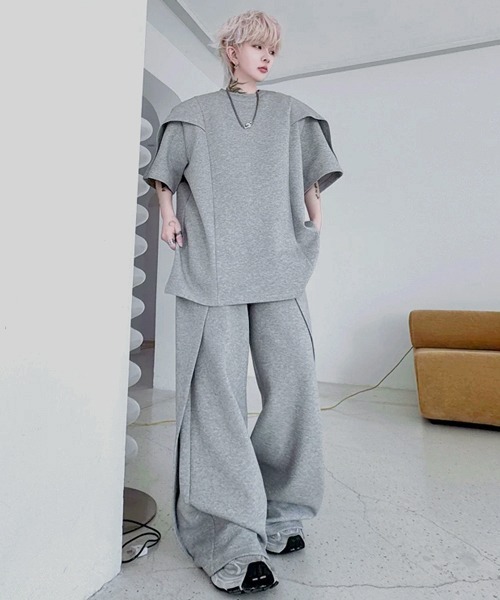 neos(ネオス)の「【NEOS】トップス Tシャツ ポリスウェット パンツ 上下 セットアップ 薄手 ワンマイルウェア ルームウェア 部屋着 ユニセックス メンズ レディース(セットアップ・メンズ・グレー/ブラック・MEDIUM/LARGE)」の10枚目の写真