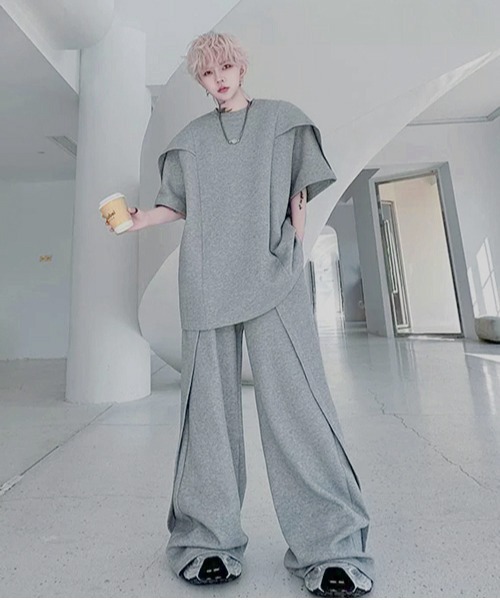 neos(ネオス)の「【NEOS】トップス Tシャツ ポリスウェット パンツ 上下 セットアップ 薄手 ワンマイルウェア ルームウェア 部屋着 ユニセックス メンズ レディース(セットアップ・メンズ・グレー/ブラック・MEDIUM/LARGE)」の13枚目の写真