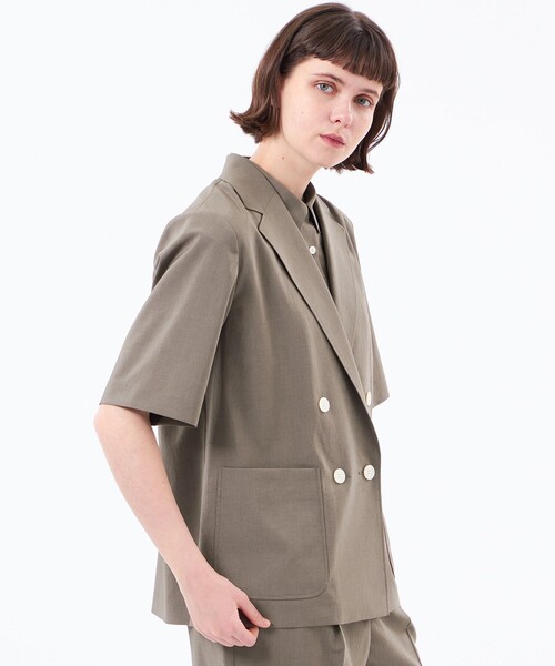 MACKINTOSH PHILOSOPHY(マッキントッシュ フィロソフィー)の「リネンミックスハーフスリーブジャケット(テーラードジャケット・レディース・ベージュ系その他4/ダークネイビー・38/36)」の2枚目の写真