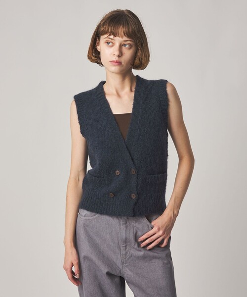 Steven Alan(スティーブンアラン)の「<Steven Alan>ウール モヘヤ ナイロン ダブルボタン ベスト(ベスト・レディース・ネイビー/ライトピンク/ライラック・FREE)」の1枚目の写真