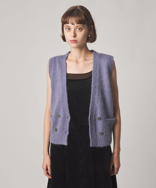 Steven Alan(スティーブンアラン)の「<Steven Alan>ウール モヘヤ ナイロン ダブルボタン ベスト(ベスト・レディース・ネイビー/ライトピンク/ライラック・FREE)」の2枚目の写真