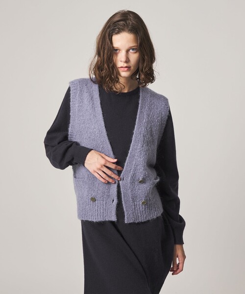 Steven Alan(スティーブンアラン)の「<Steven Alan>ウール モヘヤ ナイロン ダブルボタン ベスト(ベスト・レディース・ネイビー/ライトピンク/ライラック・FREE)」の6枚目の写真