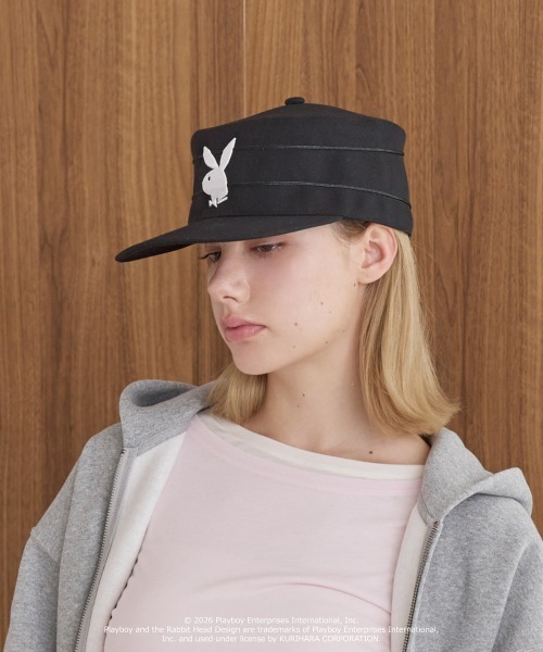 PLAYBOY(プレイボーイ)の「PLAYBOY PILLBOX CAP / プレイボーイ(キャップ・レディース・ブラック/オリーブ・57~59cm)」の3枚目の写真