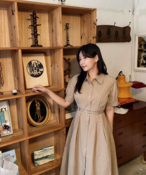 MIND BRIDGE WOMEN（マインドブリッジウーマン）の「[W]ベルト付きシャツワンピース - 2カラー（ワンピース・レディース・ベージュ・55/66）」の10枚目の写真