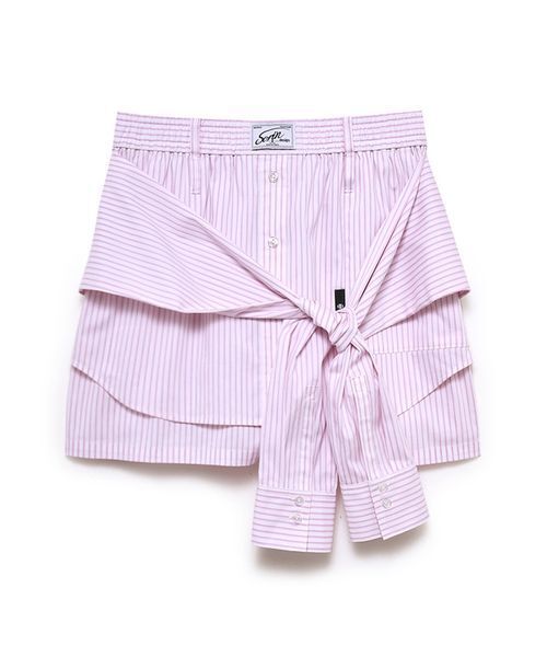 SORIN(ソリン )の「Shirt Layered Short Pants / シャツレイヤードショートパンツ(その他パンツ・レディース・カーキ/サックスブルー/チェック/ストライプ・38)」の4枚目の写真
