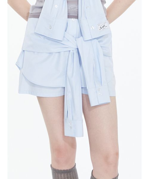 SORIN(ソリン )の「Shirt Layered Short Pants / シャツレイヤードショートパンツ(その他パンツ・レディース・カーキ/サックスブルー/チェック/ストライプ・38)」の3枚目の写真