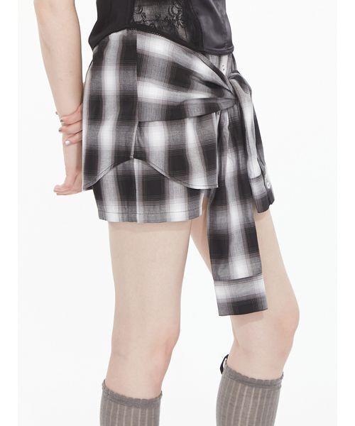 SORIN(ソリン )の「Shirt Layered Short Pants / シャツレイヤードショートパンツ(その他パンツ・レディース・カーキ/サックスブルー/チェック/ストライプ・38)」の13枚目の写真