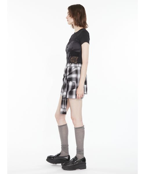 SORIN(ソリン )の「Shirt Layered Short Pants / シャツレイヤードショートパンツ(その他パンツ・レディース・カーキ/サックスブルー/チェック/ストライプ・38)」の15枚目の写真