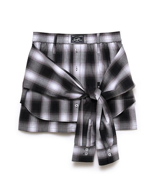 SORIN(ソリン )の「Shirt Layered Short Pants / シャツレイヤードショートパンツ(その他パンツ・レディース・カーキ/サックスブルー/チェック/ストライプ・38)」の18枚目の写真