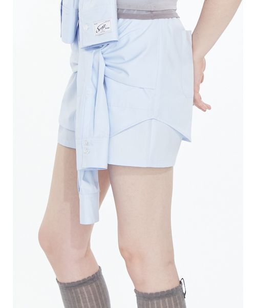 SORIN(ソリン )の「Shirt Layered Short Pants / シャツレイヤードショートパンツ(その他パンツ・レディース・カーキ/サックスブルー/チェック/ストライプ・38)」の22枚目の写真