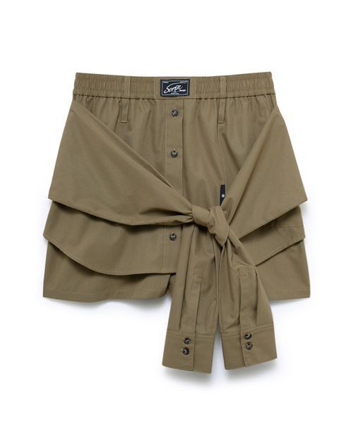 SORIN(ソリン )の「Shirt Layered Short Pants / シャツレイヤードショートパンツ(その他パンツ・レディース・カーキ/サックスブルー/チェック/ストライプ・38)」の5枚目の写真