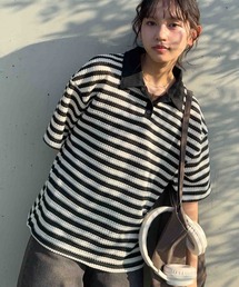 AS KNOW AS plus | ☆クロシェ風半袖ポロプルオーバー【UNISEX ITEM】(ポロシャツ)