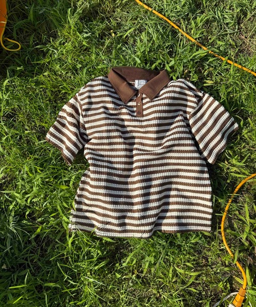 AS KNOW AS plus(アズノゥアズプラス)の「☆クロシェ風半袖ポロプルオーバー【UNISEX ITEM】(ポロシャツ・レディース・ボルドー/ブラウン/ブラック・FREE)」の11枚目の写真