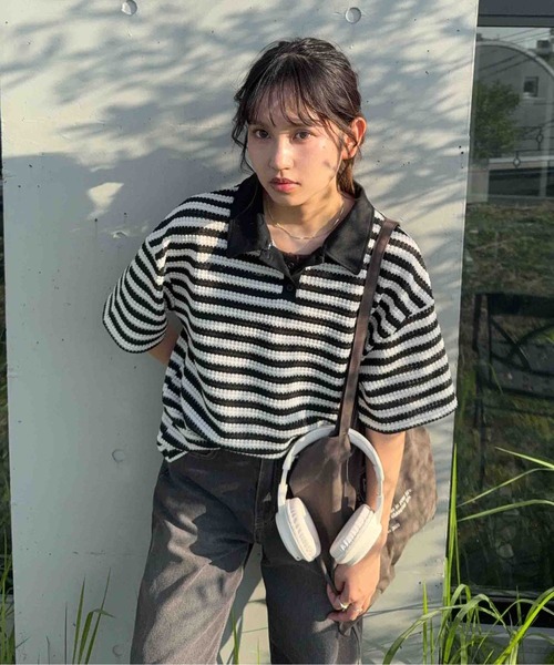 AS KNOW AS plus(アズノゥアズプラス)の「☆クロシェ風半袖ポロプルオーバー【UNISEX ITEM】(ポロシャツ・レディース・ボルドー/ブラウン/ブラック・FREE)」の15枚目の写真