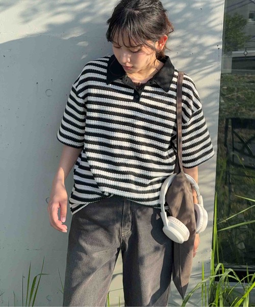 AS KNOW AS plus(アズノゥアズプラス)の「☆クロシェ風半袖ポロプルオーバー【UNISEX ITEM】(ポロシャツ・レディース・ボルドー/ブラウン/ブラック・FREE)」の16枚目の写真