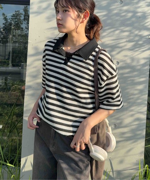 AS KNOW AS plus(アズノゥアズプラス)の「☆クロシェ風半袖ポロプルオーバー【UNISEX ITEM】(ポロシャツ・レディース・ボルドー/ブラウン/ブラック・FREE)」の17枚目の写真