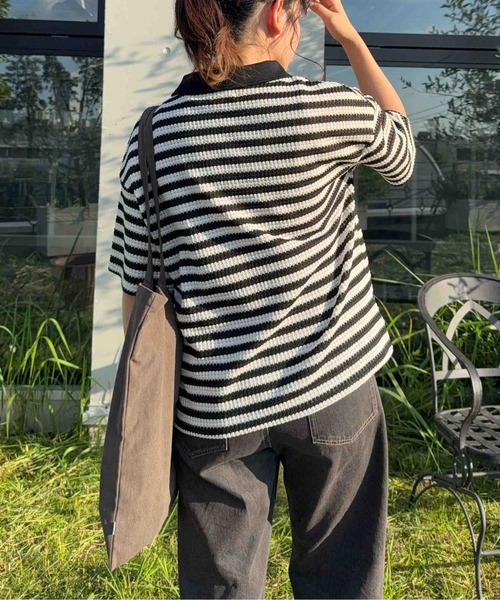 AS KNOW AS plus(アズノゥアズプラス)の「☆クロシェ風半袖ポロプルオーバー【UNISEX ITEM】(ポロシャツ・レディース・ボルドー/ブラウン/ブラック・FREE)」の18枚目の写真