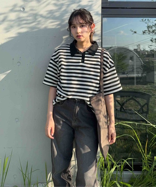AS KNOW AS plus(アズノゥアズプラス)の「☆クロシェ風半袖ポロプルオーバー【UNISEX ITEM】(ポロシャツ・レディース・ボルドー/ブラウン/ブラック・FREE)」の19枚目の写真