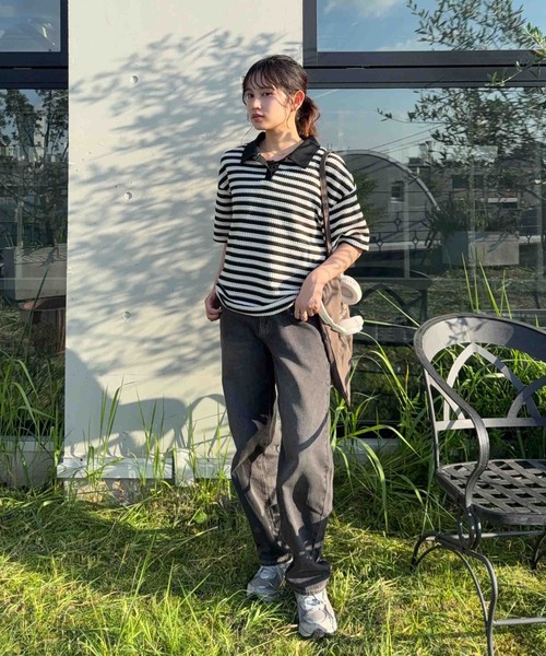 AS KNOW AS plus(アズノゥアズプラス)の「☆クロシェ風半袖ポロプルオーバー【UNISEX ITEM】(ポロシャツ・レディース・ボルドー/ブラウン/ブラック・FREE)」の13枚目の写真
