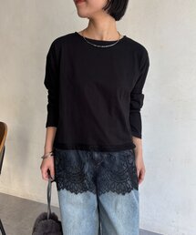 裾レースカットソー