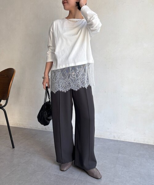 Jena espace merveilleux(ジェナ エスパスメルヴェイユ)の「裾レースカットソー(Tシャツ/カットソー・レディース・ブラック/オフホワイト・FREE)」の18枚目の写真