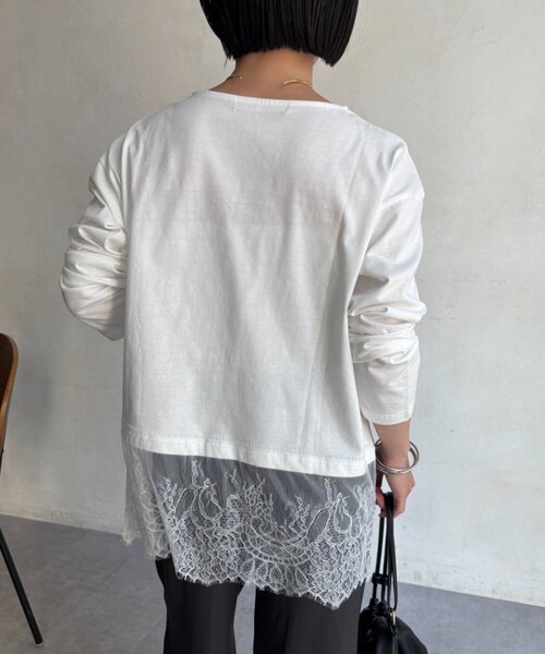 Jena espace merveilleux(ジェナ エスパスメルヴェイユ)の「裾レースカットソー(Tシャツ/カットソー・レディース・ブラック/オフホワイト・FREE)」の11枚目の写真