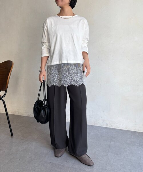 Jena espace merveilleux(ジェナ エスパスメルヴェイユ)の「裾レースカットソー(Tシャツ/カットソー・レディース・ブラック/オフホワイト・FREE)」の13枚目の写真