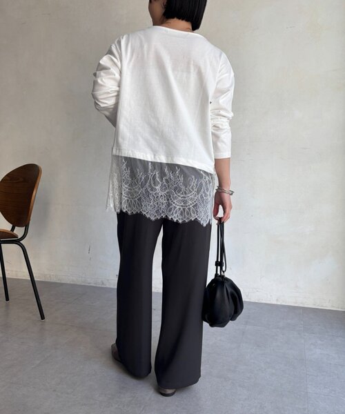 Jena espace merveilleux(ジェナ エスパスメルヴェイユ)の「裾レースカットソー(Tシャツ/カットソー・レディース・ブラック/オフホワイト・FREE)」の14枚目の写真