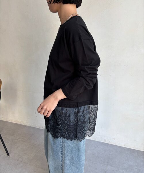 Jena espace merveilleux(ジェナ エスパスメルヴェイユ)の「裾レースカットソー(Tシャツ/カットソー・レディース・ブラック/オフホワイト・FREE)」の16枚目の写真