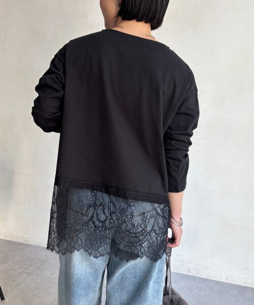 Jena espace merveilleux(ジェナ エスパスメルヴェイユ)の「裾レースカットソー(Tシャツ/カットソー・レディース・ブラック/オフホワイト・FREE)」の5枚目の写真