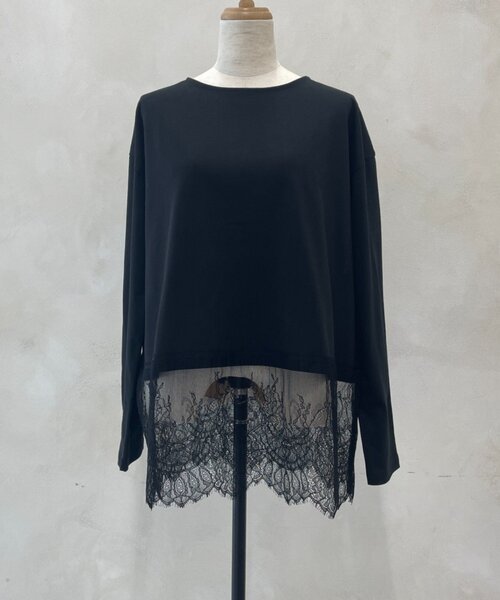 Jena espace merveilleux(ジェナ エスパスメルヴェイユ)の「裾レースカットソー(Tシャツ/カットソー・レディース・ブラック/オフホワイト・FREE)」の9枚目の写真