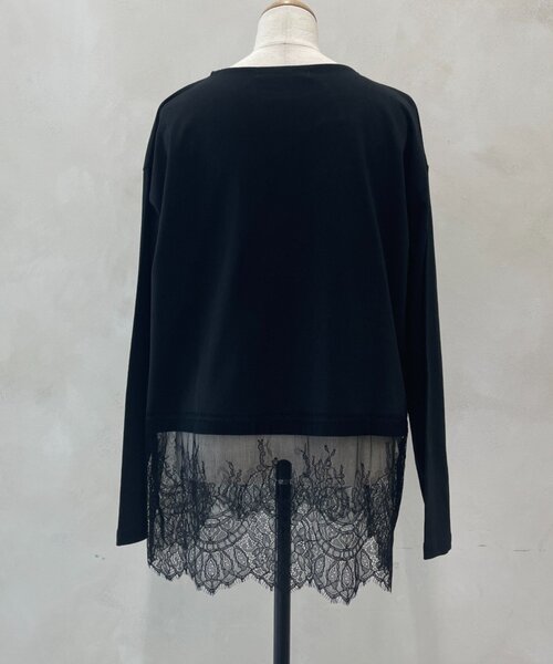 Jena espace merveilleux(ジェナ エスパスメルヴェイユ)の「裾レースカットソー(Tシャツ/カットソー・レディース・ブラック/オフホワイト・FREE)」の3枚目の写真