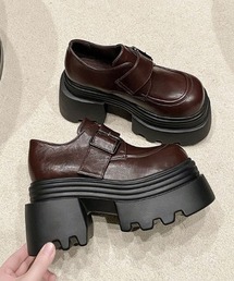 【2026秋冬新作】バックルベルト厚底ローファー