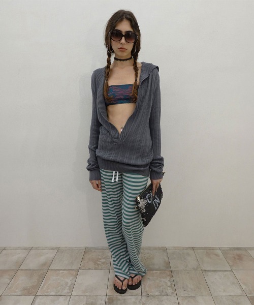 SCULPTOR(スカルプター)の「Classic Striped Jersey Pants(その他パンツ・レディース・ブルー/ネイビー/グリーン/チャコールグレー・MEDIUM/LARGE/SMALL)」の2枚目の写真