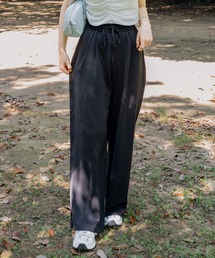 【Airi Select】イージースラックス/ワイドパンツ タックパンツ ウエストゴム ロングパンツ ボトムス 美脚パンツ ゆったりパンツ 韓国ファッション カジュアル オフィスカジュアル 通勤 デイリー 春服 夏服 秋服 グレー ブラック ブラウン