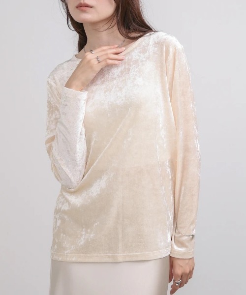 Bab(バブ)の「シアーベロアベーシックカットソー(Tシャツ/カットソー・レディース・アイボリー/ブラック/ベージュ/ピンク・FREE)」の10枚目の写真