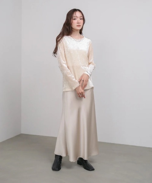 Bab(バブ)の「シアーベロアベーシックカットソー(Tシャツ/カットソー・レディース・アイボリー/ブラック/ベージュ/ピンク・FREE)」の18枚目の写真