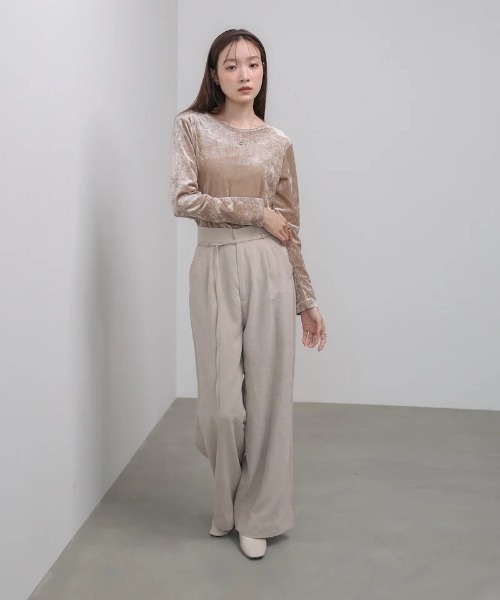 Bab(バブ)の「シアーベロアベーシックカットソー(Tシャツ/カットソー・レディース・アイボリー/ブラック/ベージュ/ピンク・FREE)」の21枚目の写真
