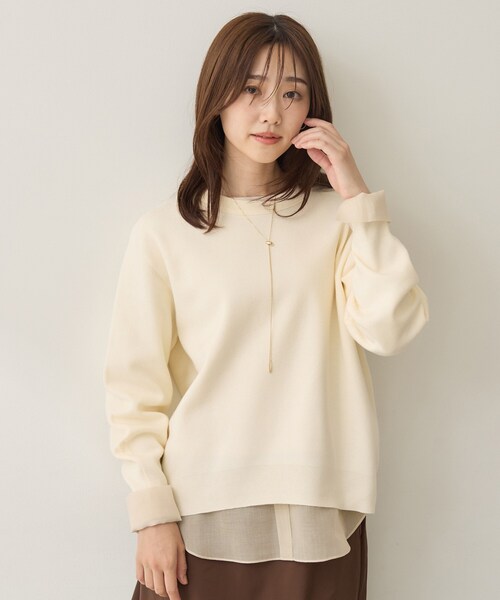 UNTITLED(アンタイトル)の「【重ね着レイヤード】シャツディテールレイヤードプルオーバー(Tシャツ/カットソー・レディース・ホワイト/ブラック/ナチュラル・02/00/50/48/44/04)」の16枚目の写真