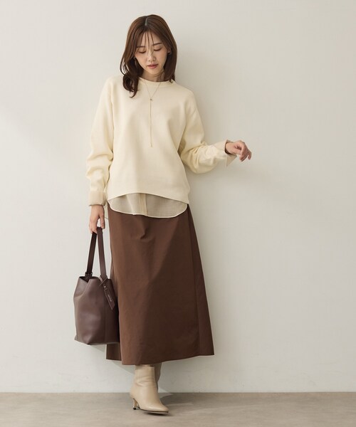 UNTITLED(アンタイトル)の「【重ね着レイヤード】シャツディテールレイヤードプルオーバー(Tシャツ/カットソー・レディース・ホワイト/ブラック/ナチュラル・02/00/50/48/44/04)」の17枚目の写真