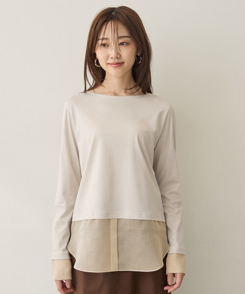 UNTITLED(アンタイトル)の「【重ね着レイヤード】シャツディテールレイヤードプルオーバー(Tシャツ/カットソー・レディース・ホワイト/ブラック/ナチュラル・02/00/50/48/44/04)」の19枚目の写真