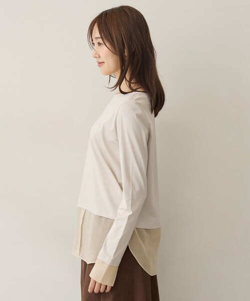 UNTITLED(アンタイトル)の「【重ね着レイヤード】シャツディテールレイヤードプルオーバー(Tシャツ/カットソー・レディース・ホワイト/ブラック/ナチュラル・02/00/50/48/44/04)」の20枚目の写真