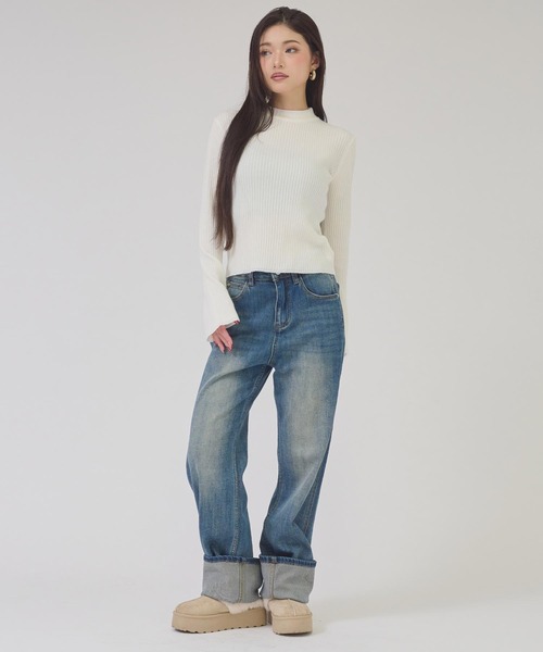 ANAP(アナップ)の「プチハイラメフレアスリーブリブトップス(ニット/セーター・レディース・ブラック/ホワイト/グレー・F)」の12枚目の写真