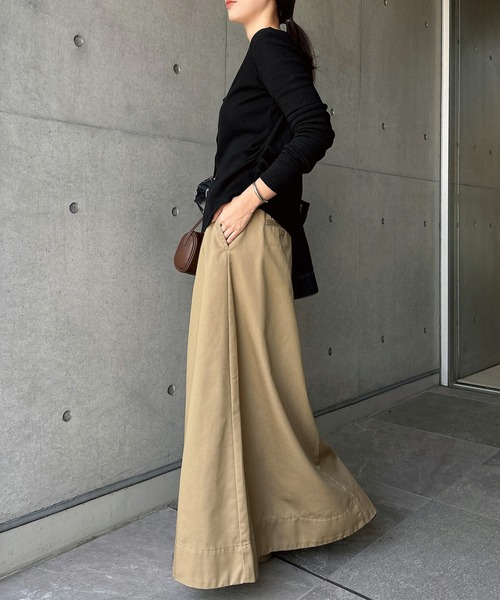 andme(アンドミー)の「チノツイルロングフレアスカート(スカート・レディース・ベージュ/ブラック・M/L)」の9枚目の写真